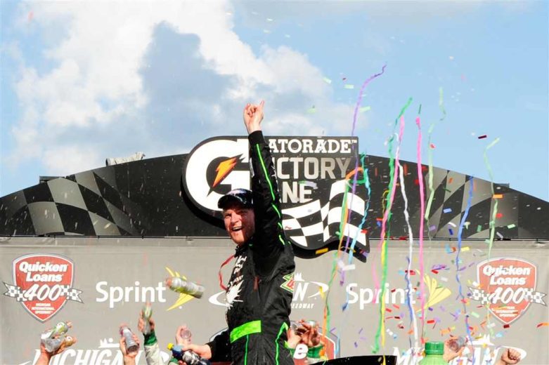 Dale Earnhardt Jr. celebrates in Victory Lane at Michigan.