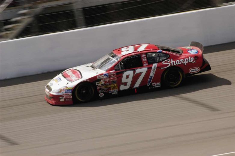 Kurt Busch celebrates in Victory Lane at Michigan.