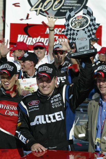 Ryan Newman celebrates in Victory Lane at Michigan.