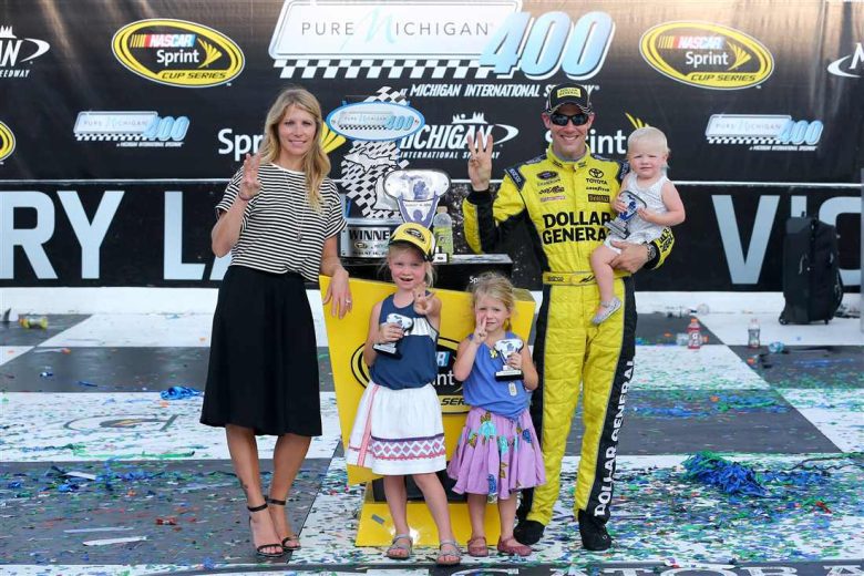 Matt Kenseth celebrates in Victory Lane at Michigan.