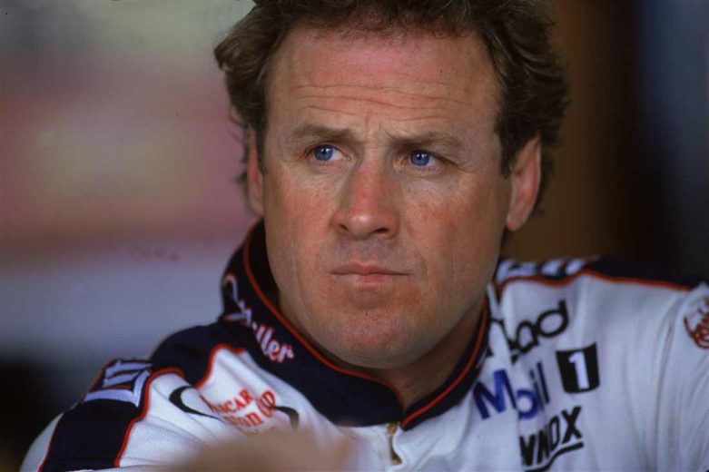 Rusty Wallace celebrates in Victory Lane at Michigan.