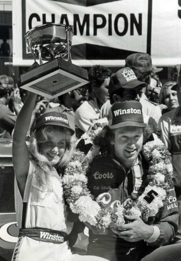 Bill Elliott celebrates in Victory Lane.