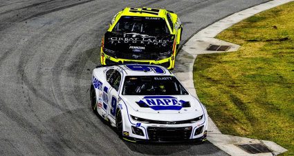 Ryan Blaney gives chase to Elliott, charges to runner-up night at Bowman Gray