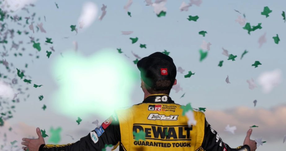 Christopher Bell celebrates in Victory Lane at COTA.