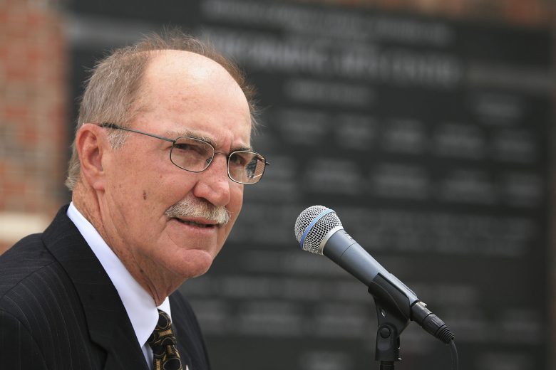 Jim Hunter speaks at a podium.