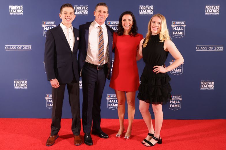 Carl Edwards and his family pose for a photo.