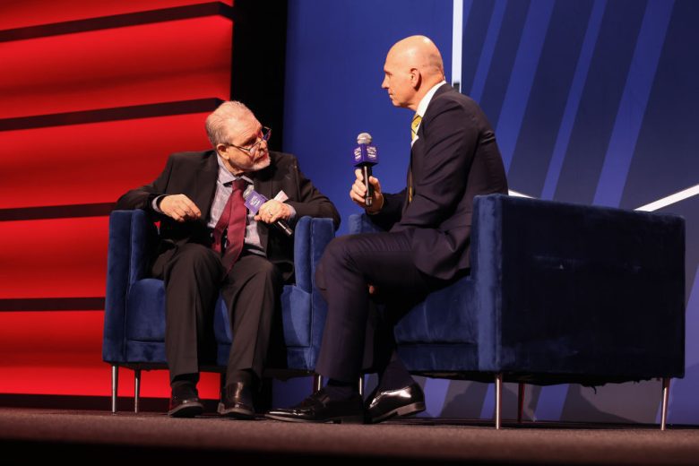 Dr. Dean Sicking speaks at the NASCAR Hall of Fame.