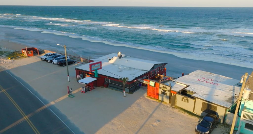 Overhead view of a beachside restaurant near Daytona.