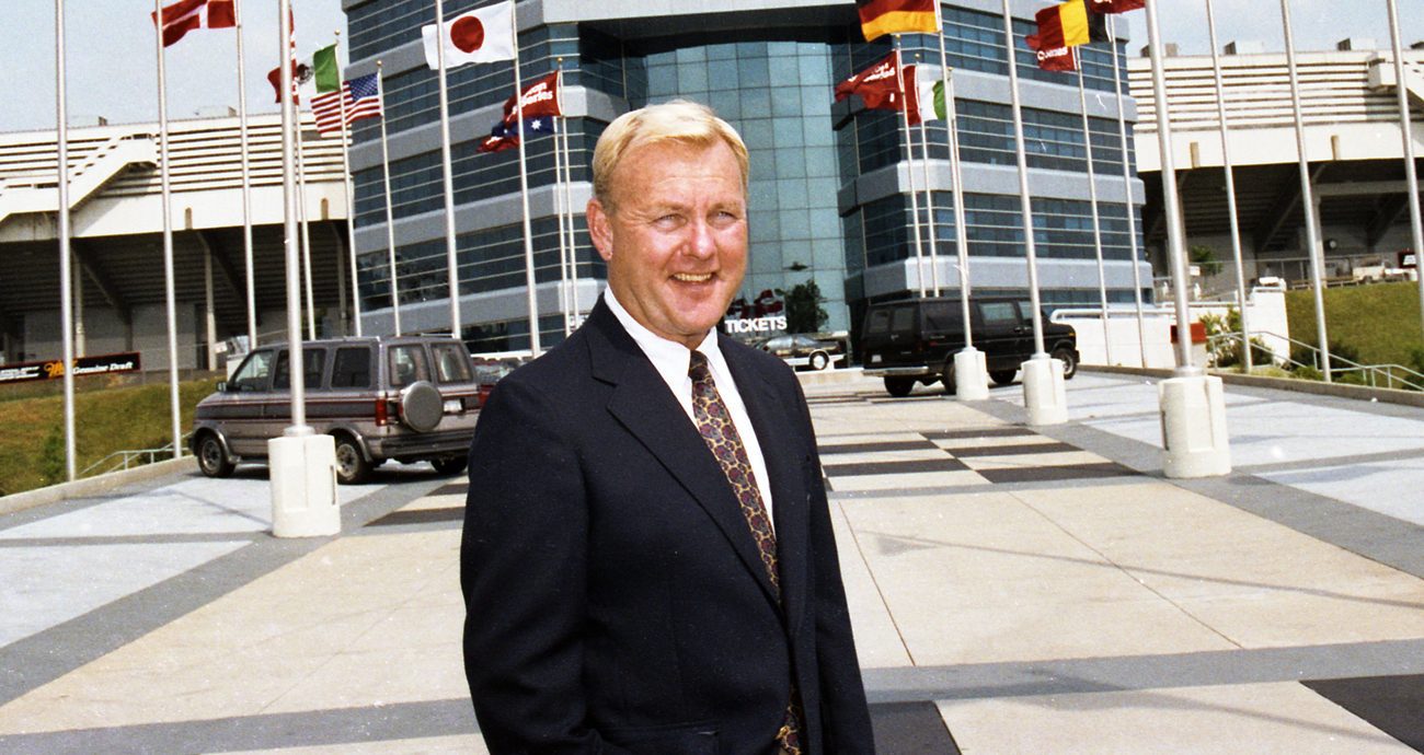 H. A. Humpy Wheeler pictured in 1991 in front of Charlotte Motor Speedway.