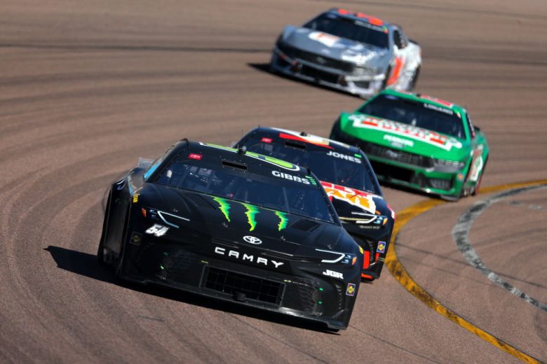 Ty Gibbs races in the No. 54 Joe Gibbs Racing Toyota at Phoenix Raceway.