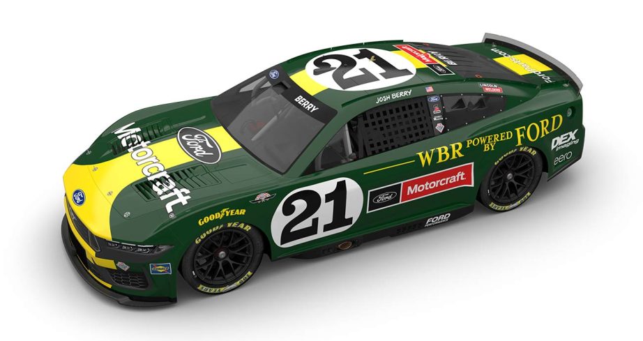 The 1965 Indy 500-inspired throwback scheme for the Wood Brothers' No. 21 Ford at Darlington Raceway