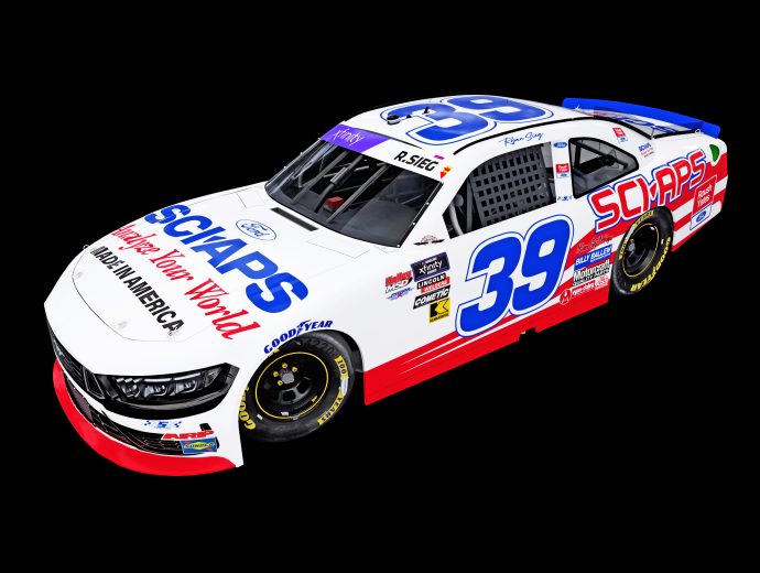 A graphic depicting RSS Racing's No. 39 Darlington throwback scheme.