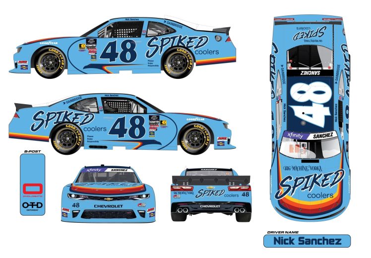 A graphic depicting Nick Sanchez's No. 48 throwback scheme for Darlington Raceway.