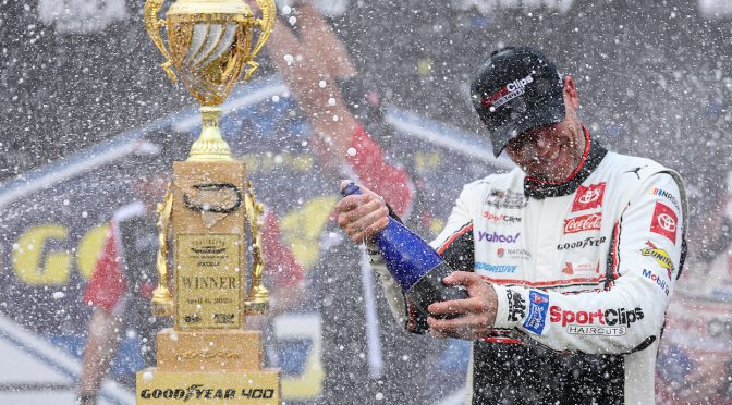 Featured Image for Denny Hamlin steals Darlington victory on Throwback Weekend