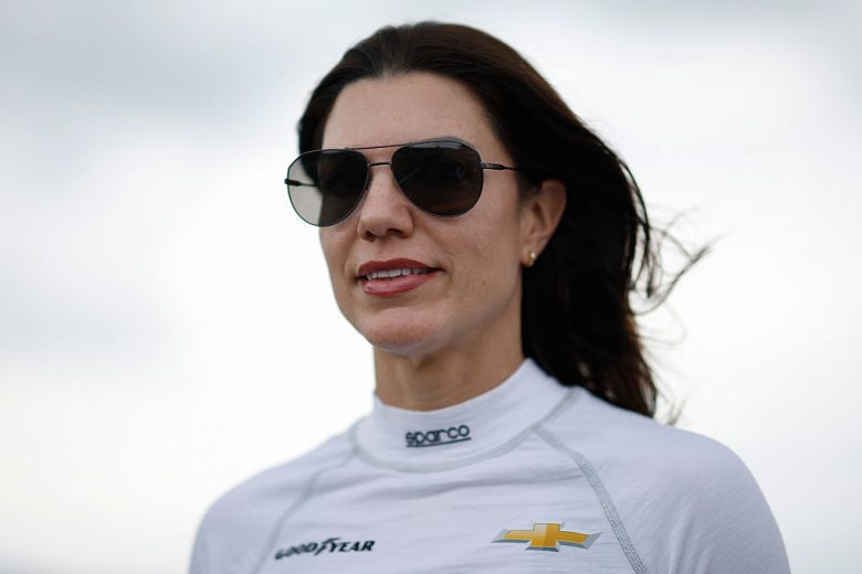 Katherine Legge looks on at Talladega.