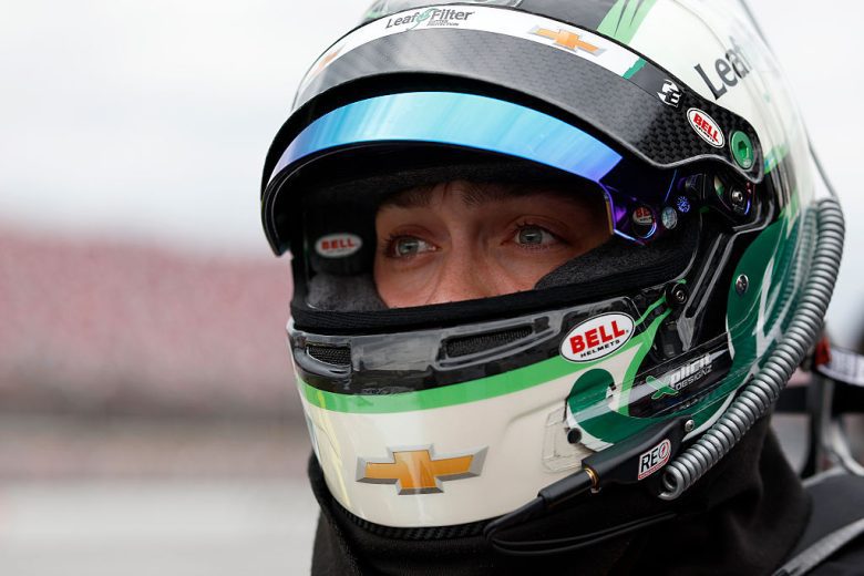 Christian Eckes prepares to qualify at Talladega.