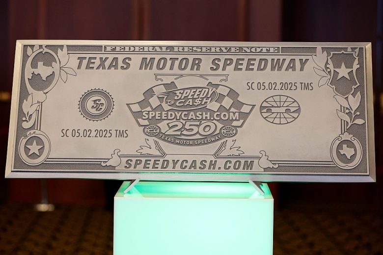 A view of the Truck Series trophy at Texas.