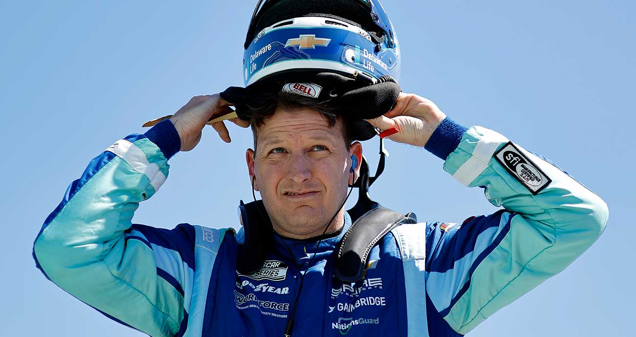 Michael McDowell suits up for practice and qualifying at Texas Motor Speedway
