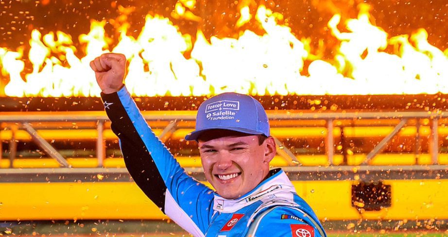 Corey Heim celebrates in Victory Lane at Texas.
