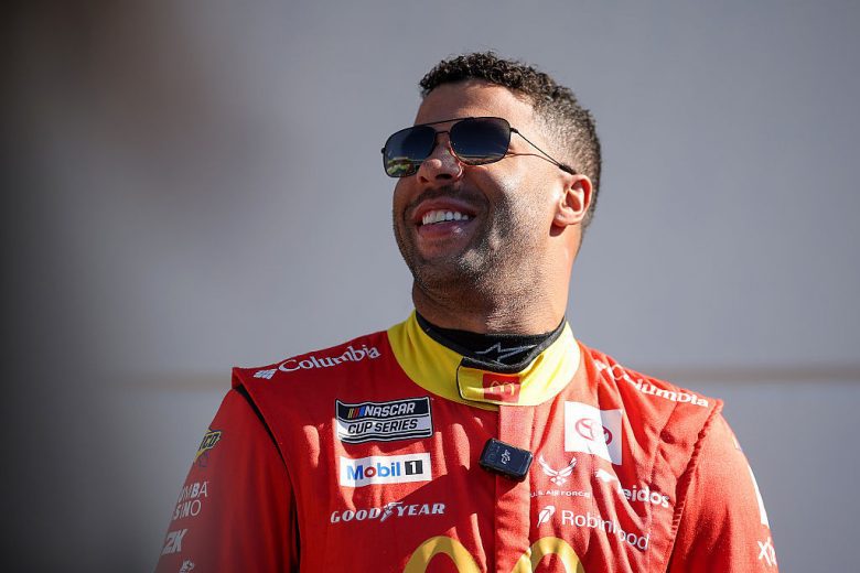 Bubba Wallace looks on at Texas.