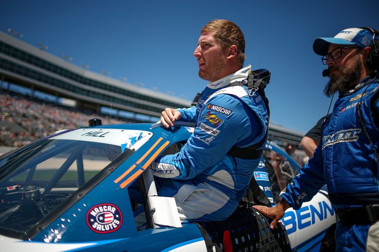 Austin Hill climbs into his car at Texas.
