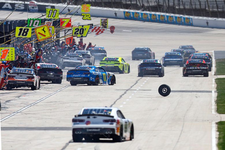 A loose wheel on pit road at Texas.