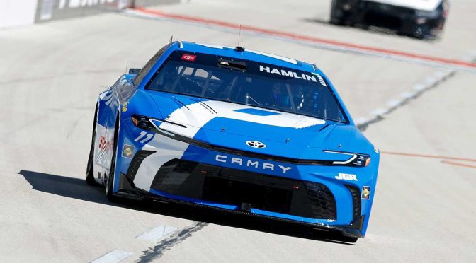Denny Hamlin out early at Texas after car goes up in flames