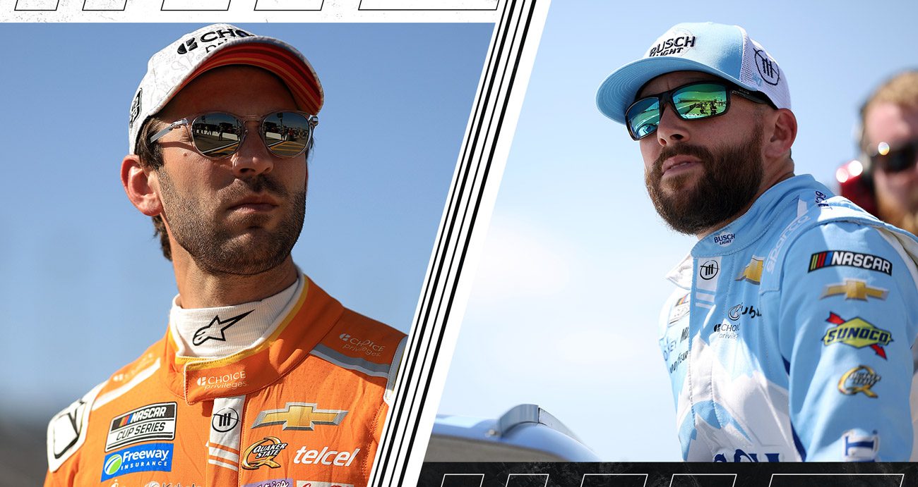 Split image of Daniel Suárez and Ross Chastain.