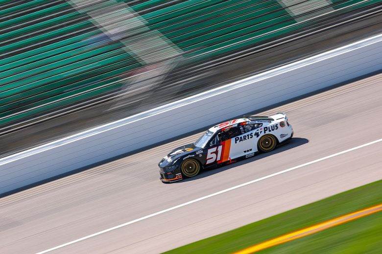 Cody Ware drives at Kansas.