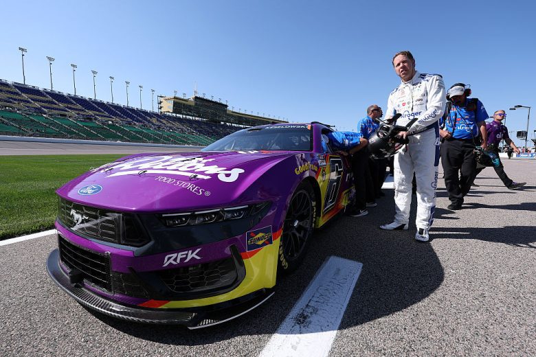 Brad Keselowski on pit road at Kansas.
