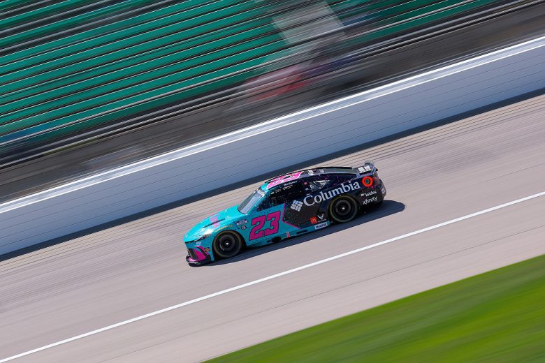 Bubba Wallace drives at Kansas.