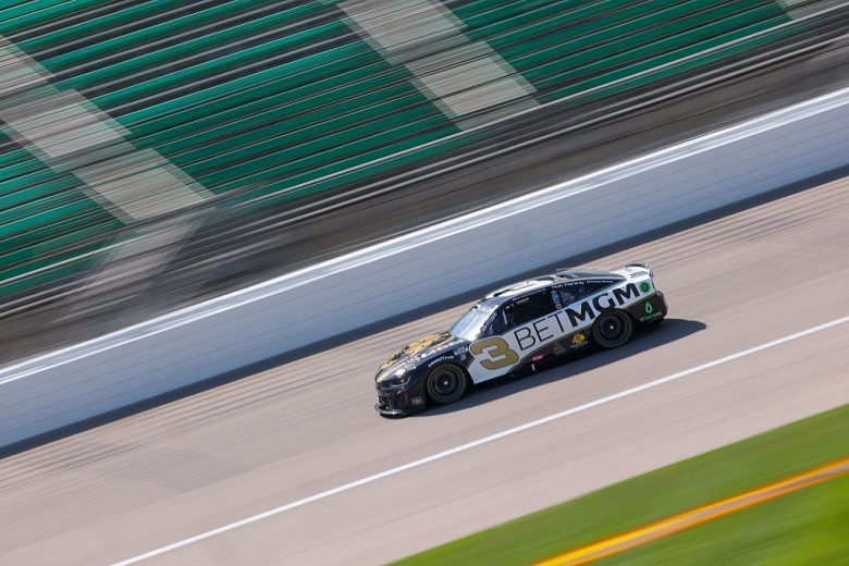 Austin Dillon drives at Kansas.