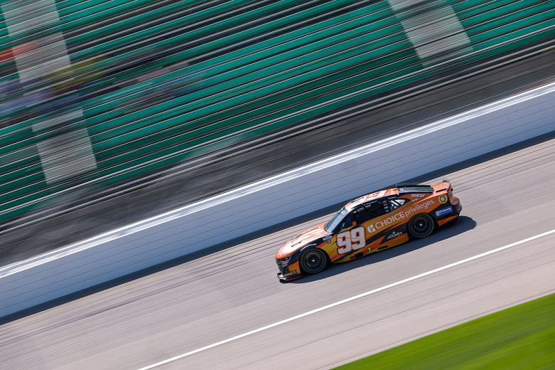 Daniel Suárez drives at Kansas.