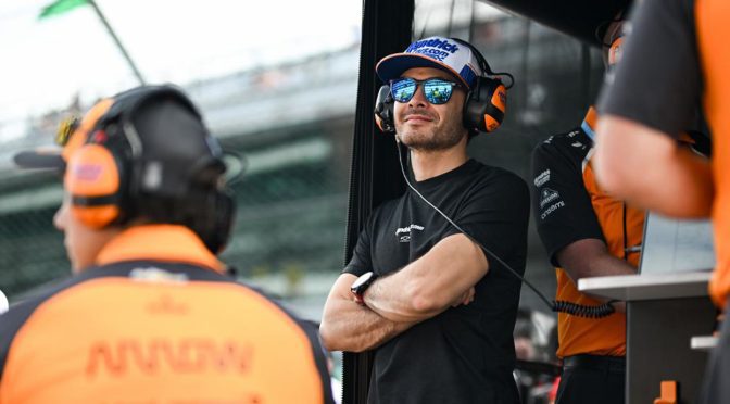 Featured image for Kyle Larson finds more competitiveness, has near-miss during Day 3 of Indy 500 practice