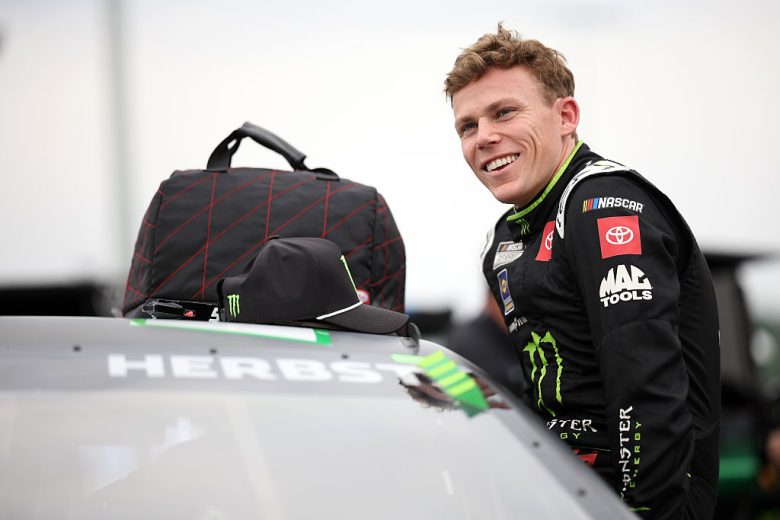 Riley Herbst enters his car at North Wilkesboro.