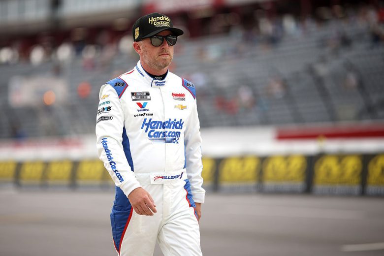 Justin Allgaier looks on at North Wilkesboro.