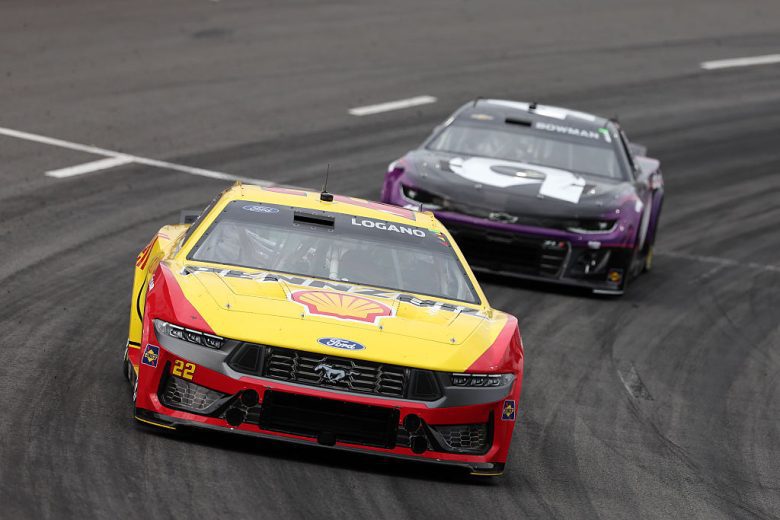 Joey Logano and Alex Bowman drive at North Wilkesboro.