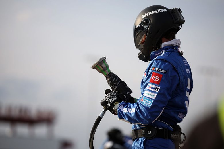 A pit crew member at North Wilkesboro.
