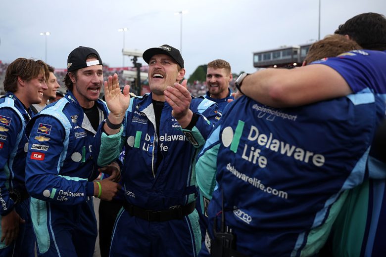 The No. 71 pit crew celebrates at North Wilkesboro.