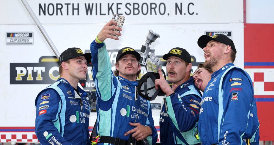 The No. 71 crew celebrates at North Wilkesboro.