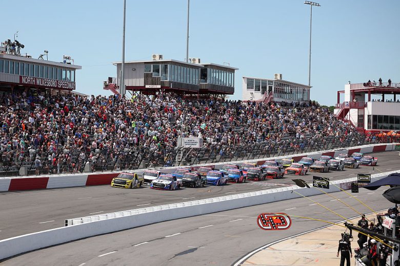 A general view of racing at North Wilkesboro.