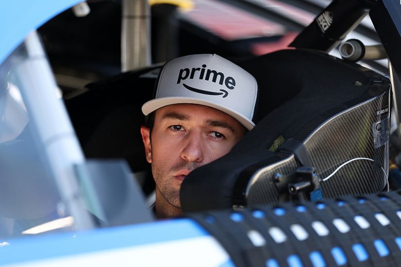 Chase Elliott sits in his car at North Wilkesboro.