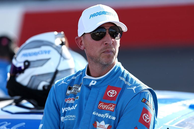 Denny Hamlin looks on at North Wilkesboro.