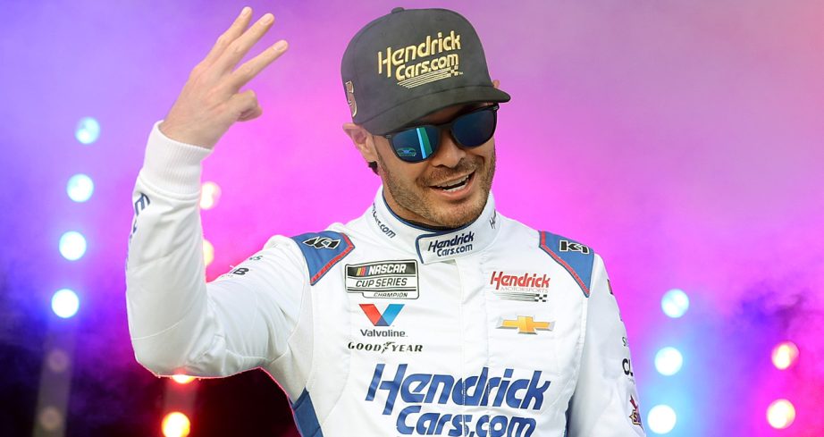 Kyle Larson walks onstage during driver intros before the NASCAR Cup Series All-Star Race at North Wilkesboro Speedway on May 18, 2025 in North Wilkesboro.