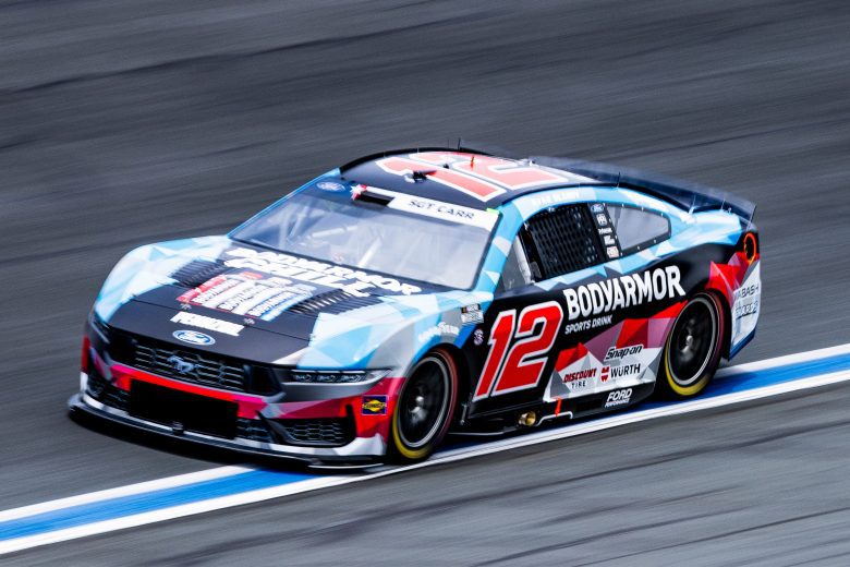 Ryan Blaney drives at Charlotte.