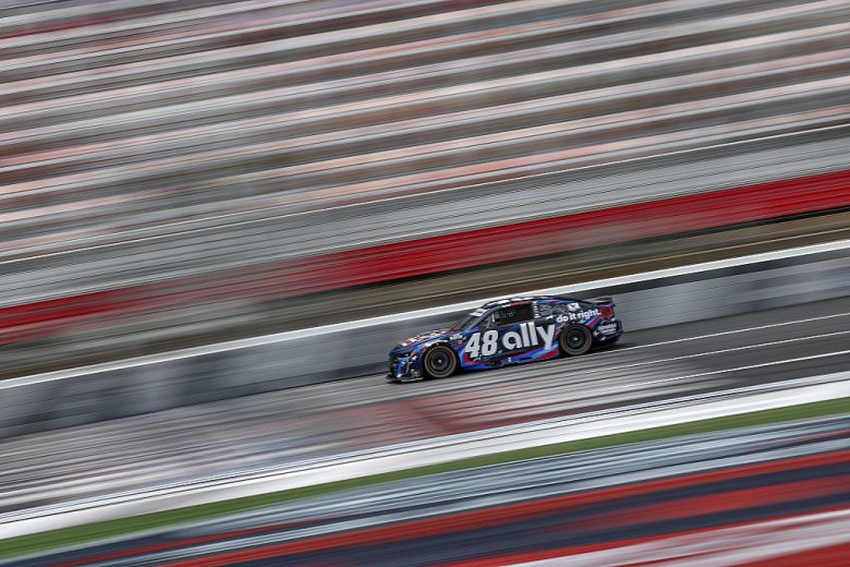 Alex Bowman drives at Charlotte.