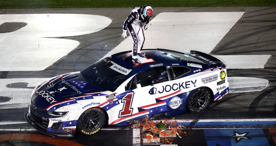 ross chastain smashes a watermelon after winning the coca-cola 600 at charlotte