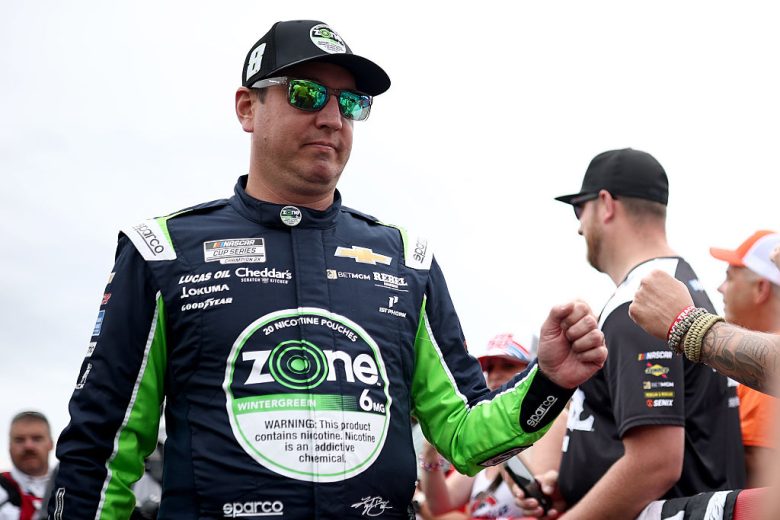 Kyle Busch looks on.