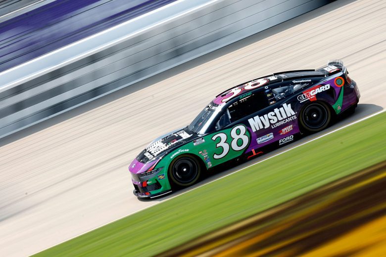 Zane Smith drives at Nashville.