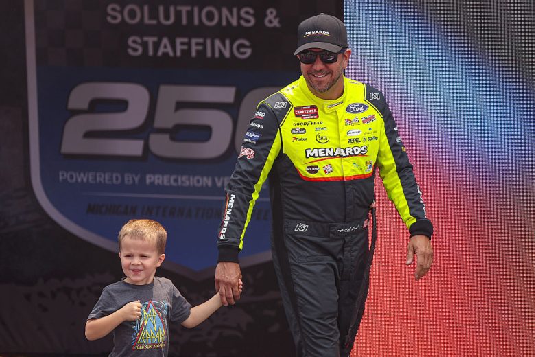 Matt Crafton and his son at Michigan.